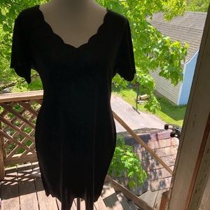 Boohoo Scalloped Little Black Dress